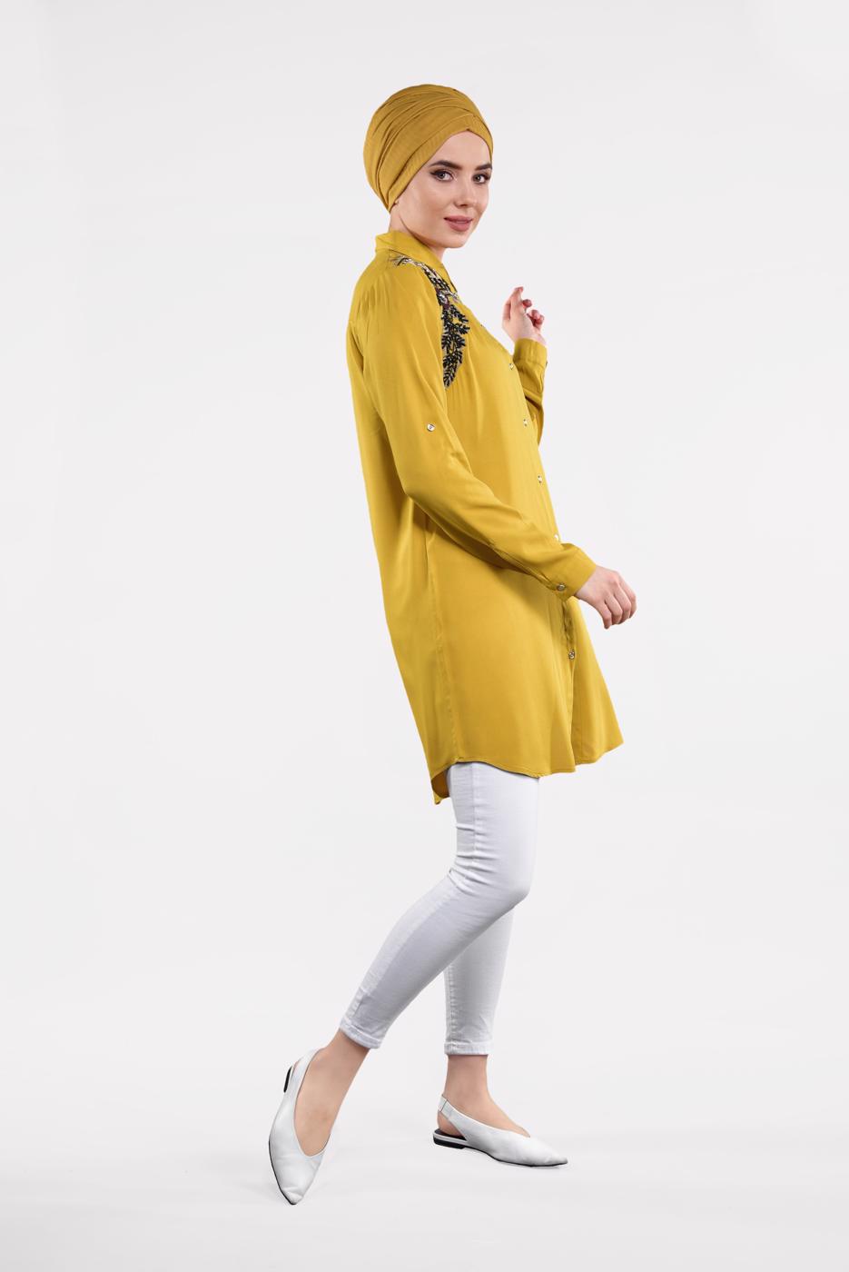 Hijab clothing ORANGE EMBROIDERED TUNIC 6691 