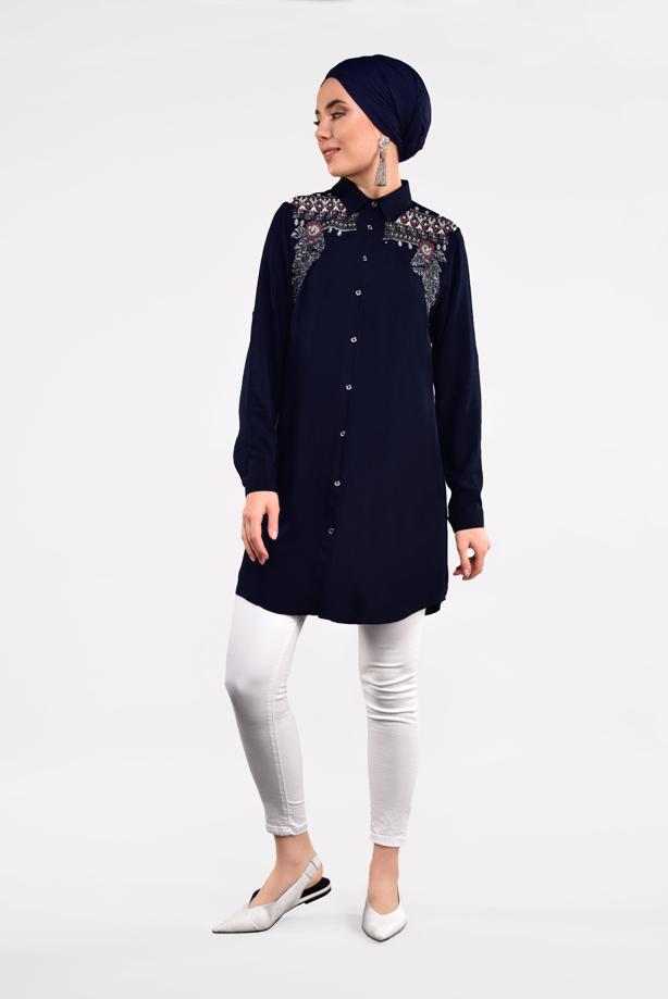 Vêtements hijab  EMBROIDERED TUNIC 6691  - TRENDTESETTÜR