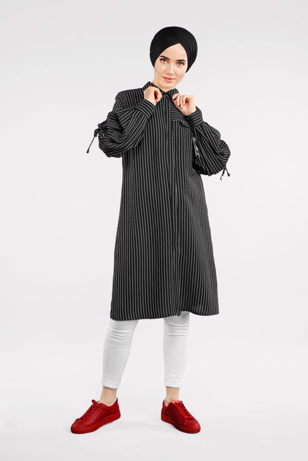 Vêtements hijab  STRIPPED TUNIC 6898  - TRENDTESETTÜR