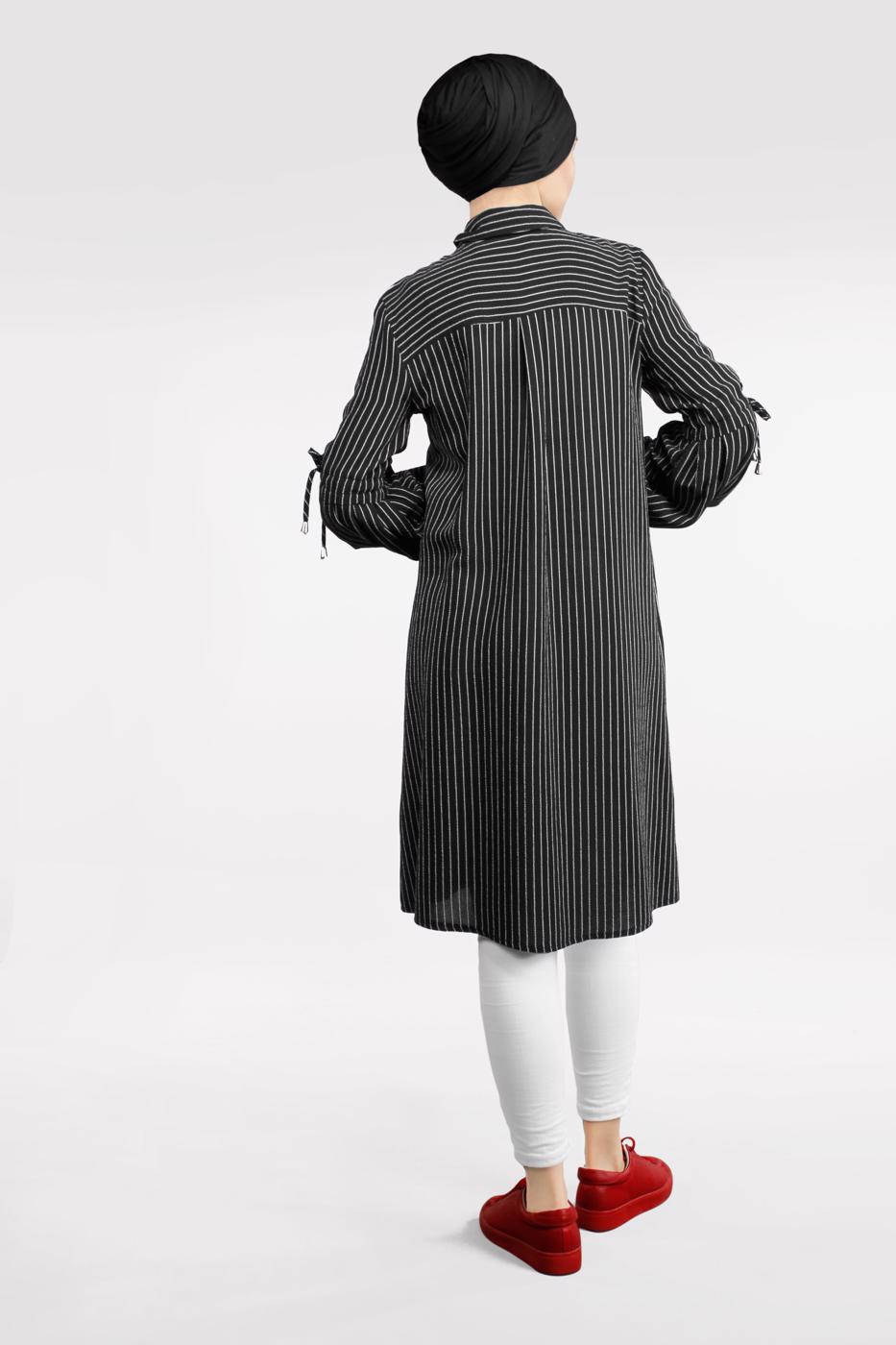 Vêtements hijab NOIR TUNIQUE RAYÉE 6898 