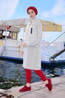 Hijab clothing ECRU STRIPPED TUNIC 6898 