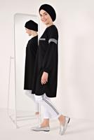 Tesettür giyim SİYAH SİM ÇİZGİLİ TUNİK T 6947 