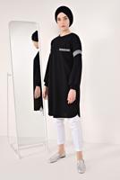 Tesettür giyim SİYAH SİM ÇİZGİLİ TUNİK T 6947 