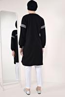 Tesettür giyim SİYAH SİM ÇİZGİLİ TUNİK T 6947 