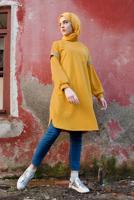 Tesettür giyim SARI SİM ÇİZGİLİ TUNİK T 6947 