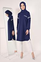 Tesettür giyim LACİVERT SİM ÇİZGİLİ TUNİK T 6947 