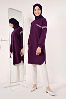 Tesettür giyim MOR SİM ÇİZGİLİ TUNİK T 6947 