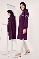 Tesettür giyim MOR SİM ÇİZGİLİ TUNİK T 6947 