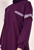 Tesettür giyim MOR SİM ÇİZGİLİ TUNİK T 6947 