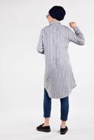 Tesettür giyim LACİVERT ÇİZGİ DESENLİ PAMUKLU TUNİK 7404