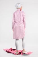 Tesettür giyim PEMBE ÇİZGİ DESENLİ PAMUKLU TUNİK 7404