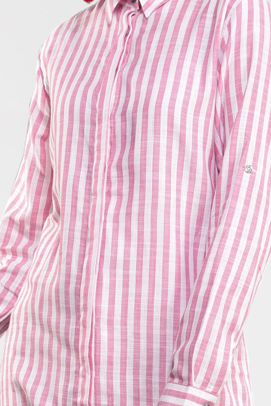 Tesettür giyim PEMBE ÇİZGİ DESENLİ PAMUKLU TUNİK 7404