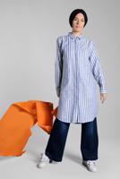 Tesettür giyim LACİVERT ÇİZGİ DESENLİ PAMUKLU TUNİK 7404