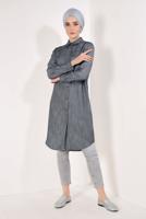 Tesettür giyim SİYAH ÇİZGİ DESENLİ PAMUKLU TUNİK T 7526