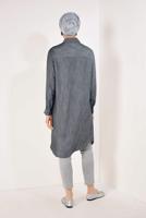 Tesettür giyim SİYAH ÇİZGİ DESENLİ PAMUKLU TUNİK T 7526