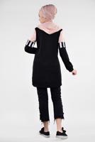 Tesettür giyim PUDRA KAPÜŞONLU PUL ŞERİT DETAYLI TUNİK 7611 