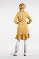 Tesettür giyim TURUNCU BELİ KUŞAKLI ETEK UCU VOLANLI TUNİK 7655