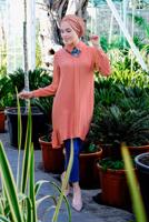 Tesettür giyim MERCAN BELİ KUŞAKLI ETEK UCU VOLANLI TUNİK 7655