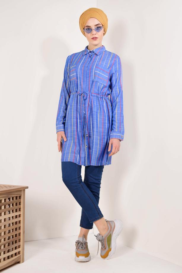 Vêtements hijab  TIE-FRONT STRIPPED TUNIC 7871  - TRENDTESETTÜR