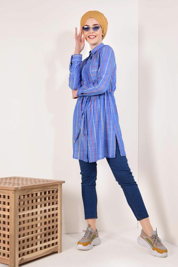 Vêtements hijab  TIE-FRONT STRIPPED TUNIC 7871  - TRENDTESETTÜR