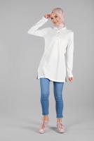 Vêtements hijab BLANC TUNIQUE À COL POLO 8107