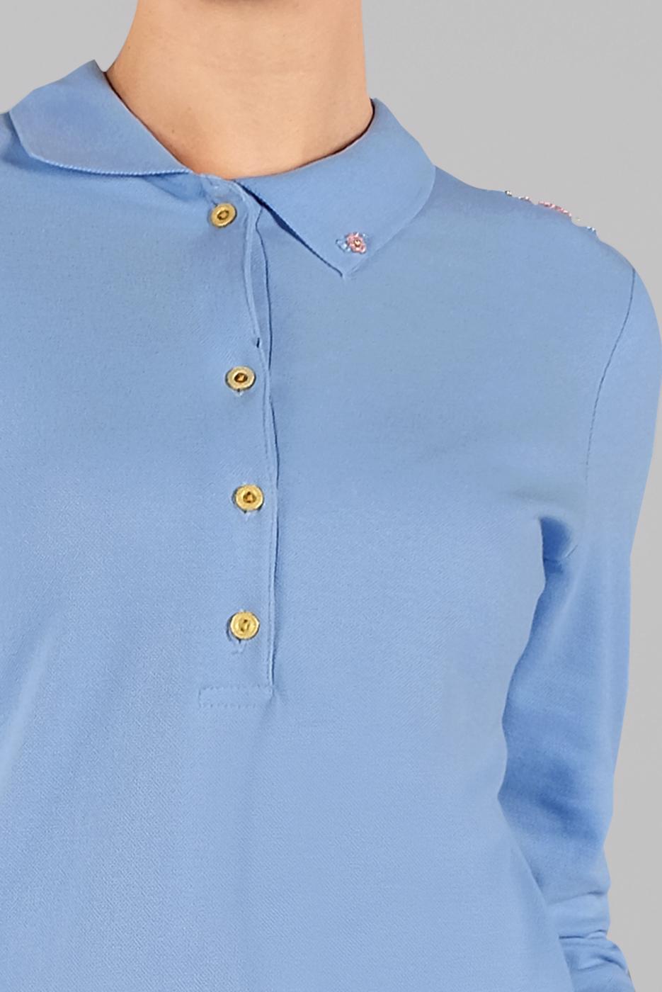 Vêtements hijab BLEU TUNIQUE À COL POLO 8107