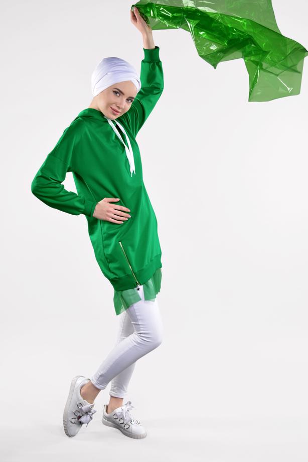 Hijab clothing  TULLE-HEM HOODIE 8212  - TRENDTESETTÜR
