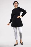 Vêtements hijab NOIR TUNIQUE BOUTONNÉE 8321