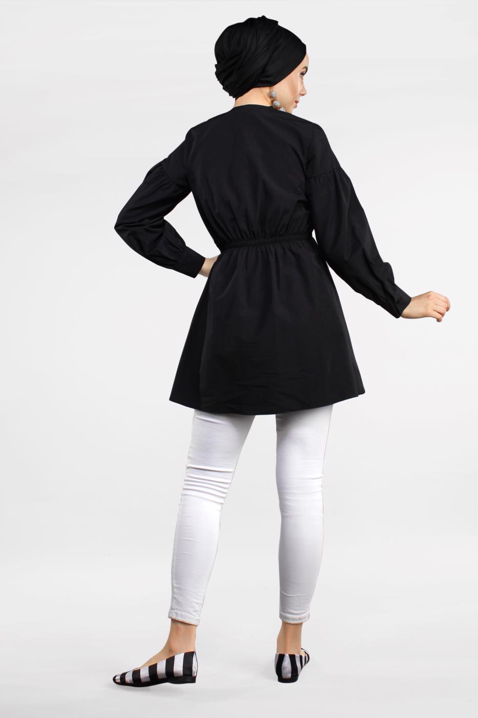 Vêtements hijab NOIR TUNIQUE BOUTONNÉE 8321