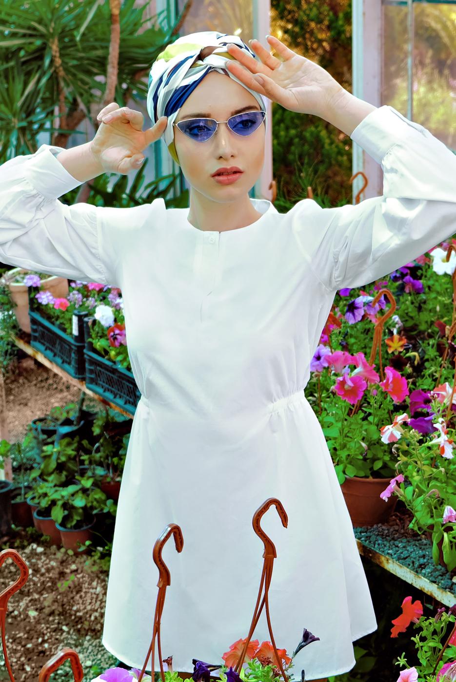 Vêtements hijab CRÈME TUNIQUE BOUTONNÉE 8321