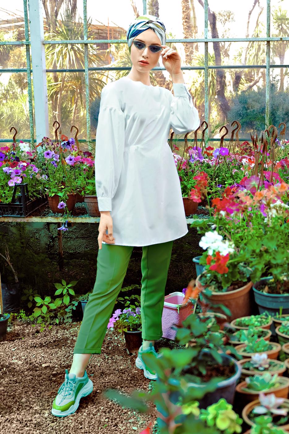 Vêtements hijab CRÈME TUNIQUE BOUTONNÉE 8321