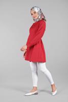 Hijab clothing RED BUTTONED TUNIC 8321