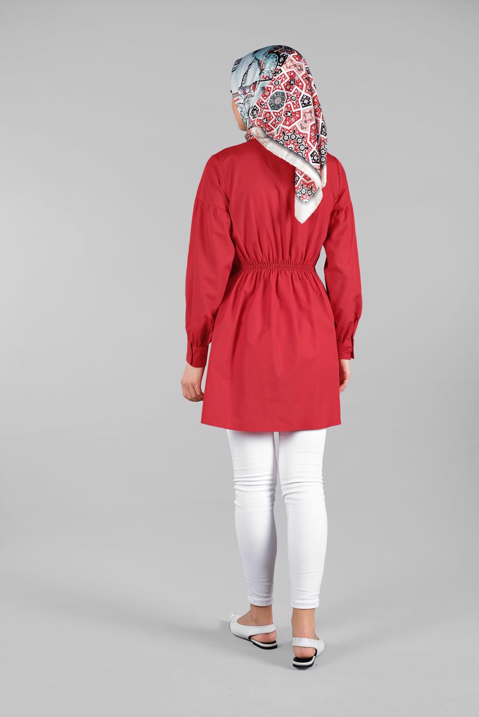 Hijab clothing RED BUTTONED TUNIC 8321