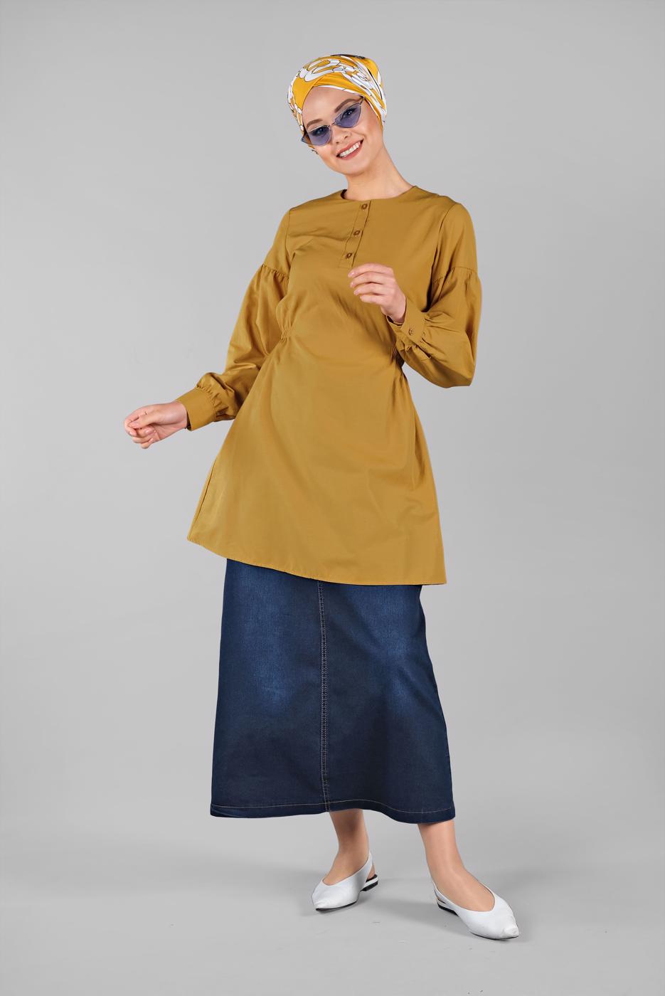 Vêtements hijab JAUNE TUNIQUE BOUTONNÉE 8321