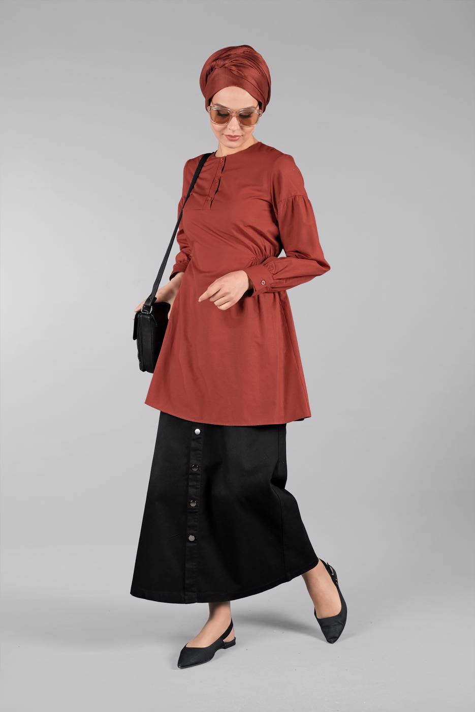 Vêtements hijab ORANGE TUNIQUE BOUTONNÉE 8321