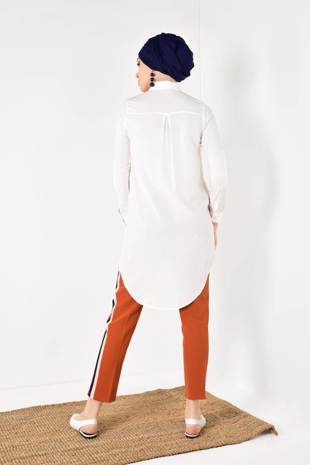 Tesettür giyim  ÖNDEN DÜĞMELİ TUNİK T 8391 - TRENDTESETTÜR