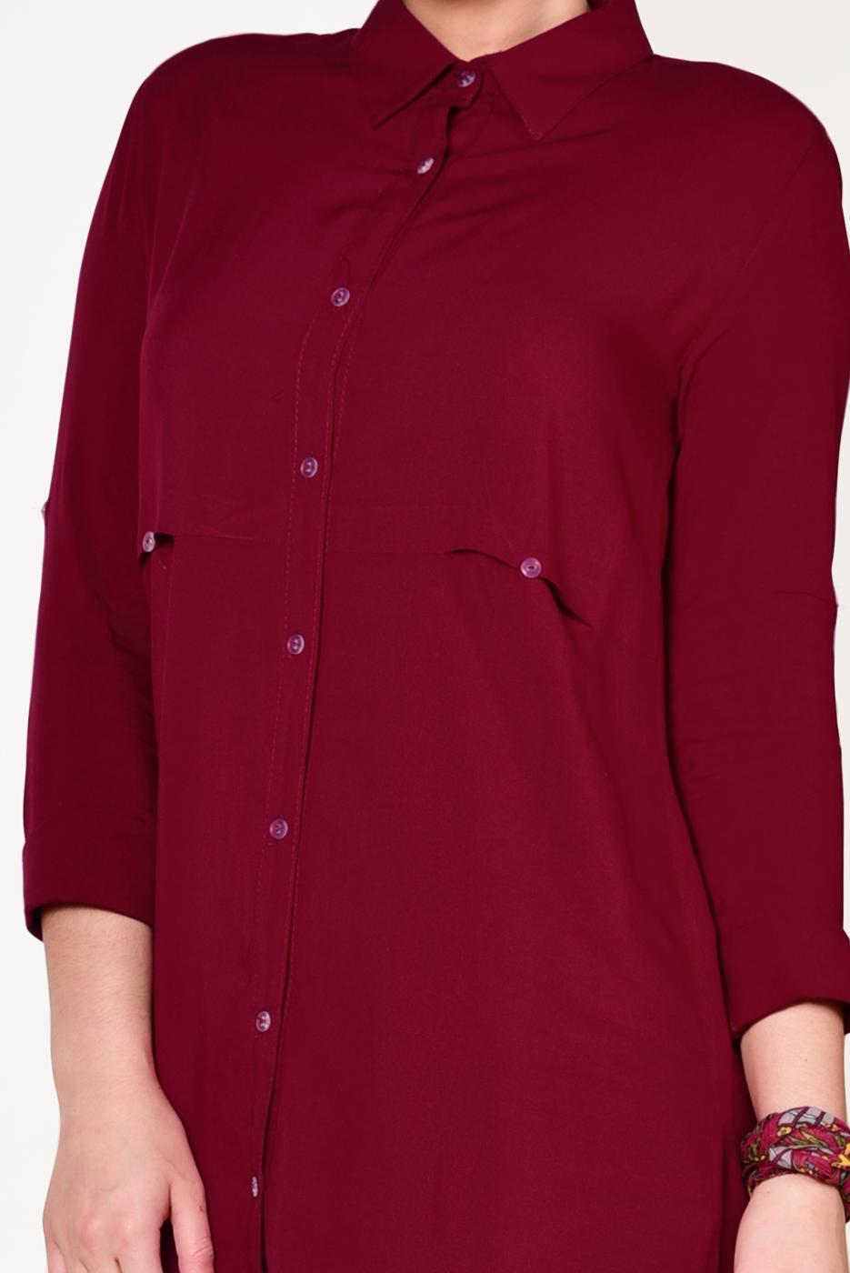 Hijab clothing CLARET RED BUTTONED TUNIC 8391