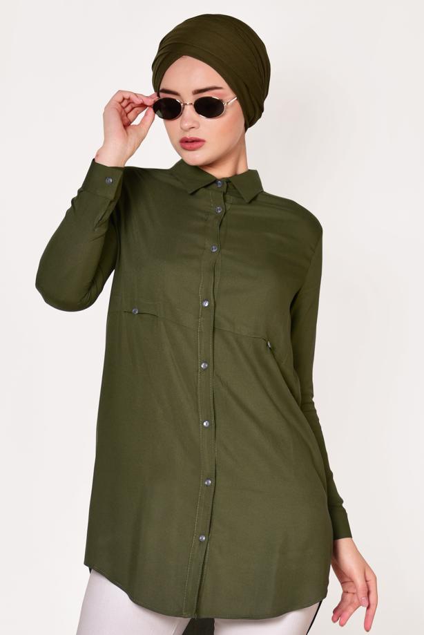 Tesettür giyim  ÖNDEN DÜĞMELİ TUNİK T 8391  - TRENDTESETTÜR