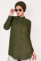 Vêtements hijab KAKI TUNIQUE BOUTONNÉE 8391 