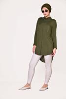 Vêtements hijab KAKI TUNIQUE BOUTONNÉE 8391 