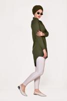 Vêtements hijab KAKI TUNIQUE BOUTONNÉE 8391 