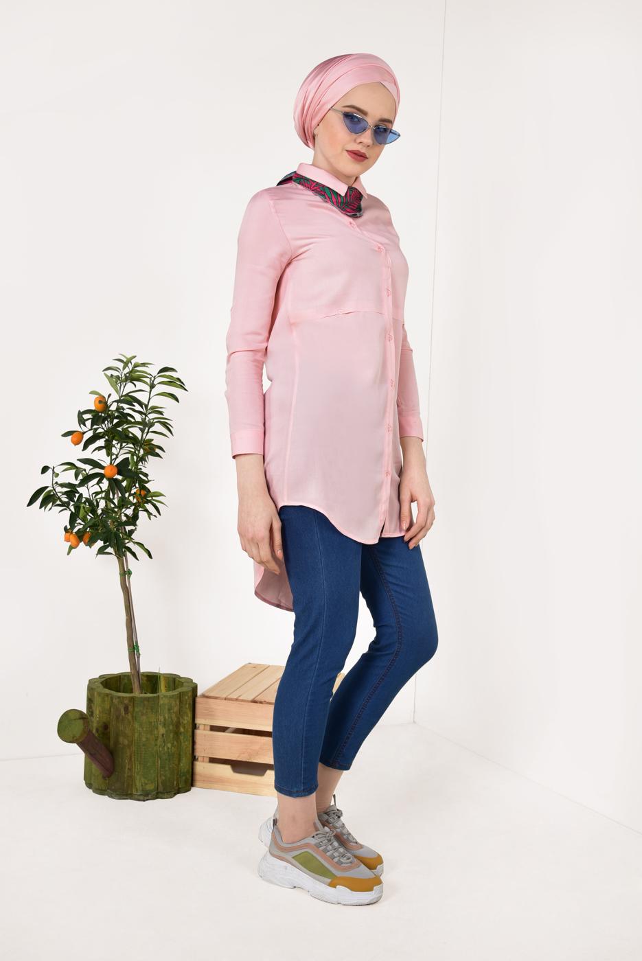 Hijab clothing POWDER BUTTONED TUNIC 8391