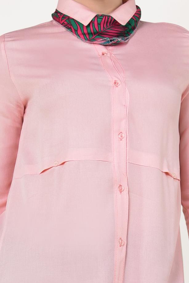 Tesettür giyim  ÖNDEN DÜĞMELİ TUNİK T 8391 - TRENDTESETTÜR