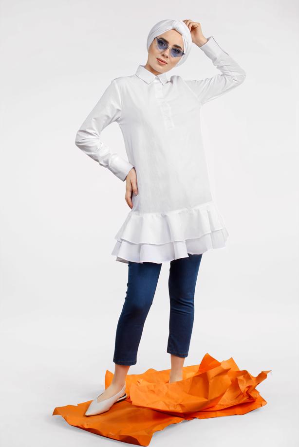 Vêtements hijab  FLOUNCE-HEM BUTTONED TUNIC 8470  - TRENDTESETTÜR