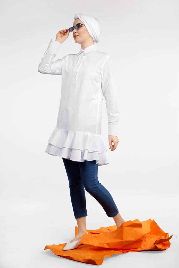 Vêtements hijab  FLOUNCE-HEM BUTTONED TUNIC 8470  - TRENDTESETTÜR
