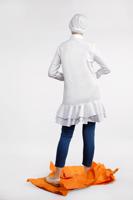 Vêtements hijab CRÈME TUNIQUE BOUTONNÉE À VOLANTS 8470 