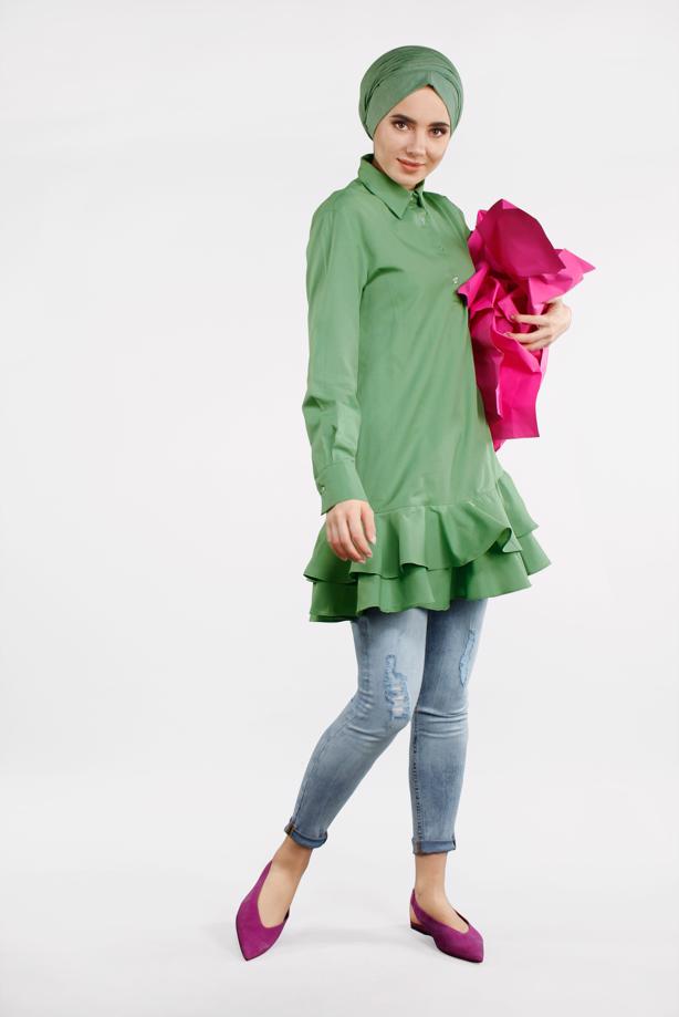 Vêtements hijab  FLOUNCE-HEM BUTTONED TUNIC 8470  - TRENDTESETTÜR