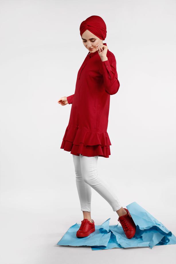 Vêtements hijab  FLOUNCE-HEM BUTTONED TUNIC 8470  - TRENDTESETTÜR