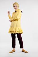 Hijab clothing YELLOW FLOUNCE-HEM BUTTONED TUNIC 8470 