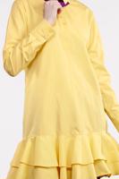 Hijab clothing YELLOW FLOUNCE-HEM BUTTONED TUNIC 8470 